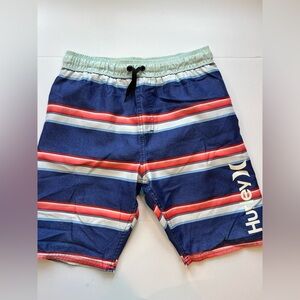 Hurley Boys Navy and Red Striped Shorts